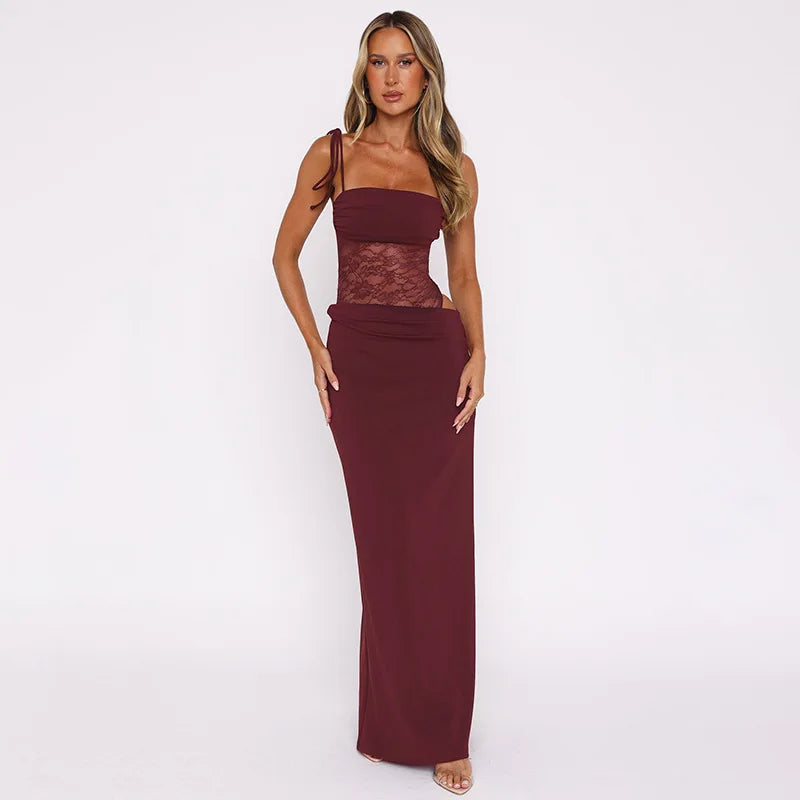 Elegant Lace Cut Out Maxi Dresses for Women