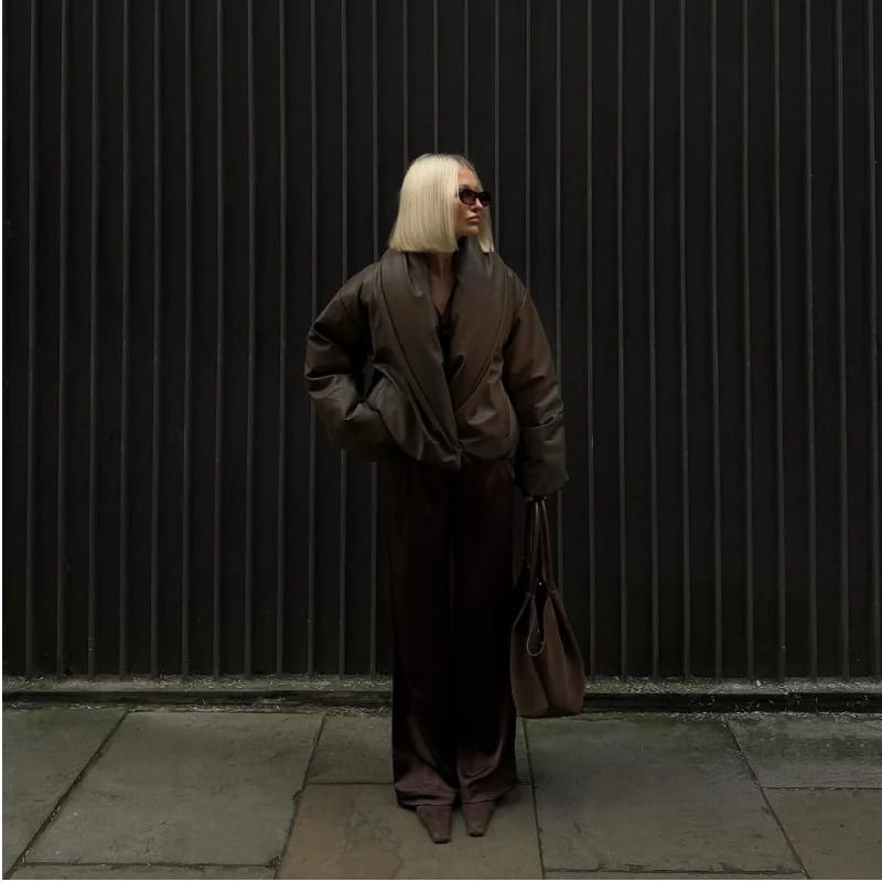 Women’s Solid Leather Cotton Jacket