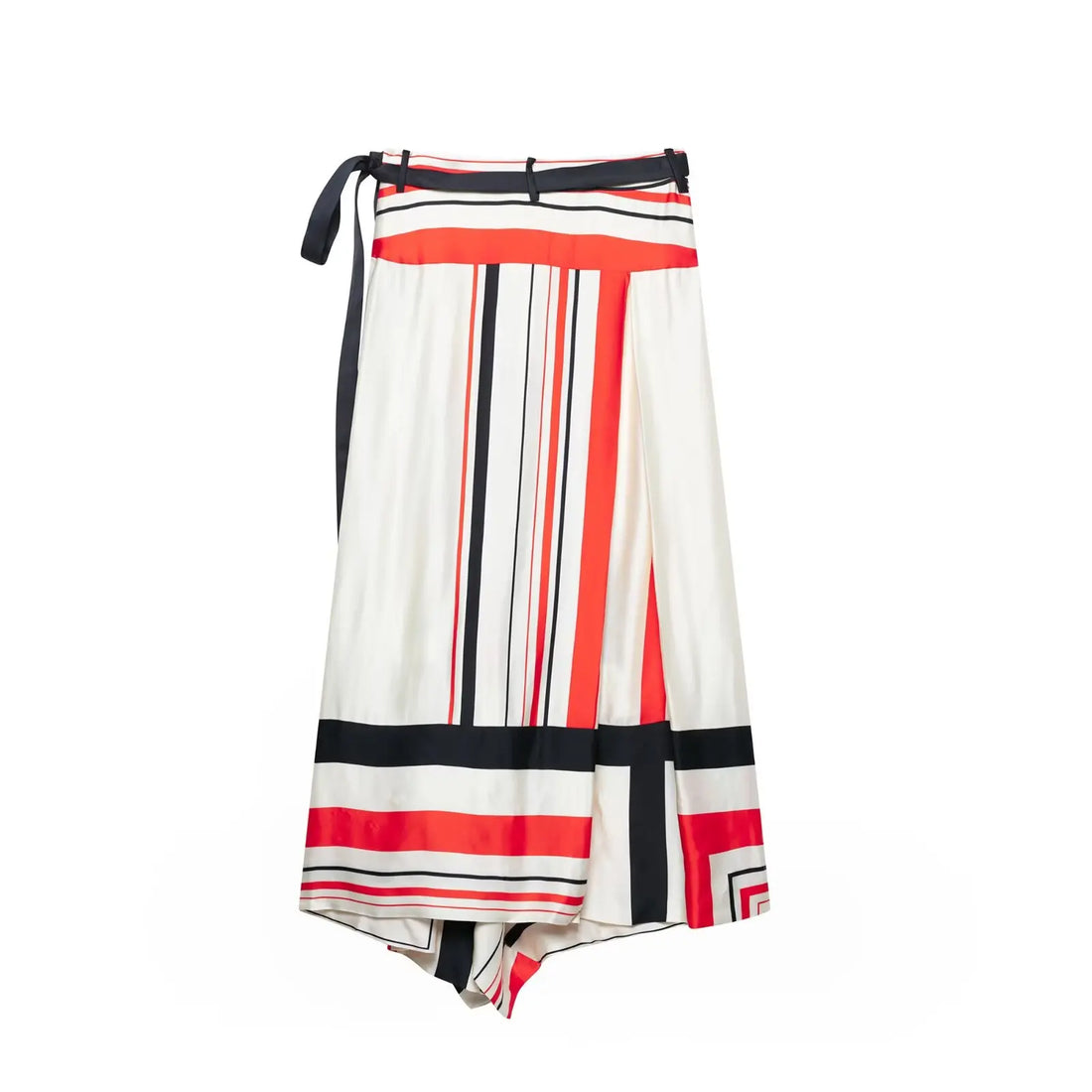 Women Fashion Color Matching Striped Print Asymmetrical Skirt