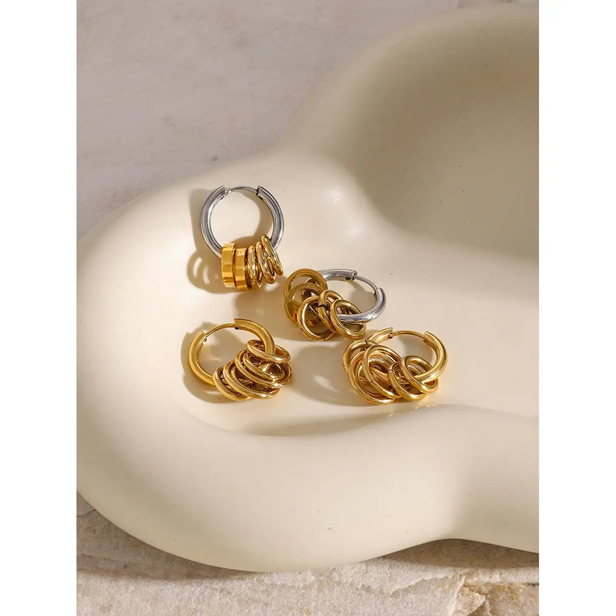 Stainless Steel Huggie Unusual Earrings