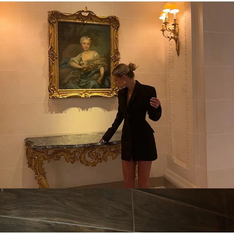 Elegant High Waist V-neck Suit Dress For Women