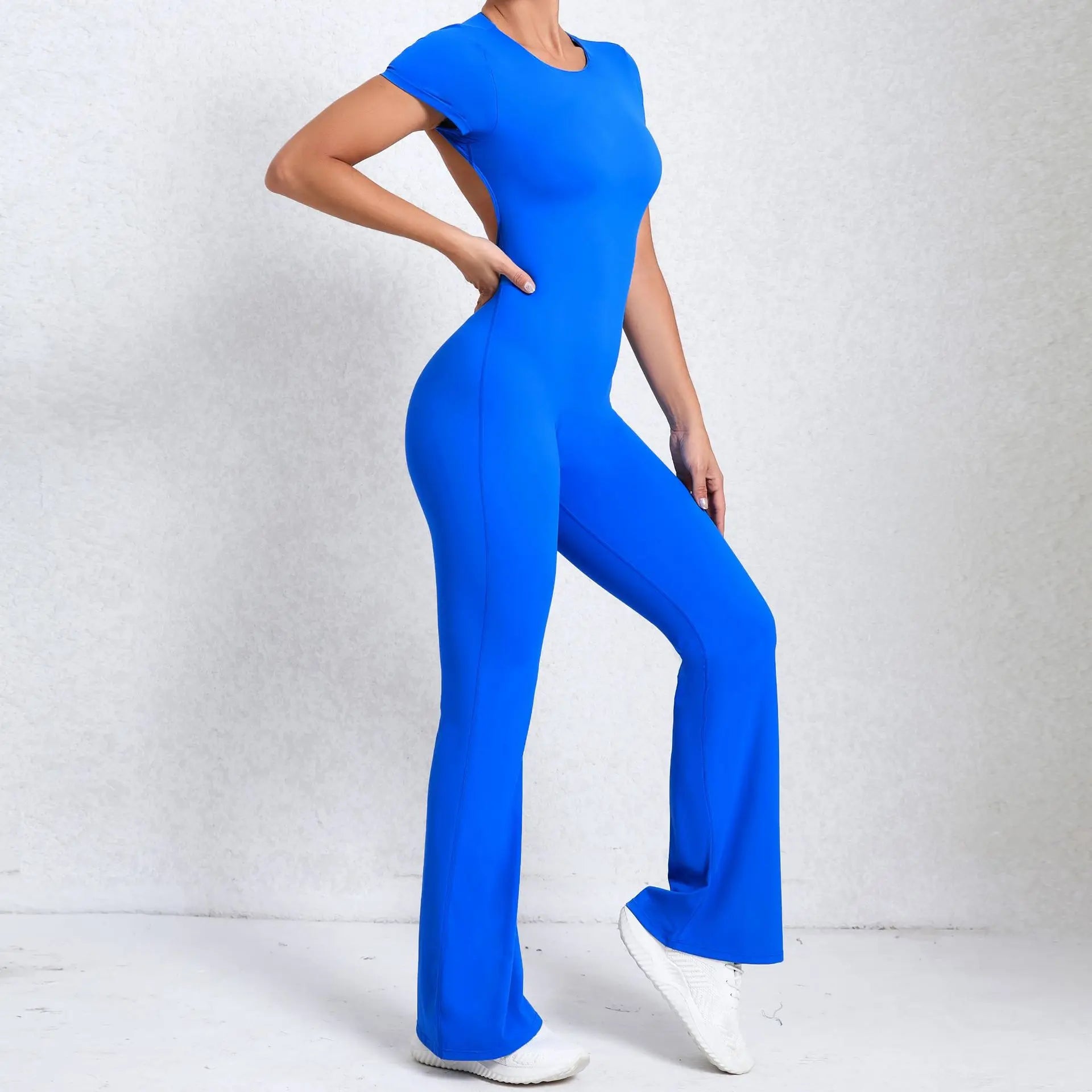 Women Sports Flared Pants Fitness Rompers Stretch Workout Bodysuits Jumpsuit