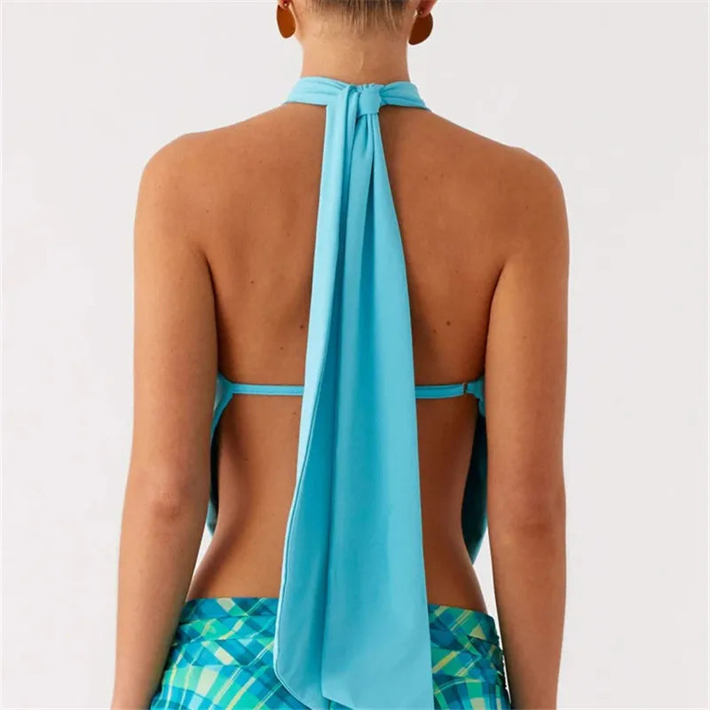 Women Halter Mock Neck Top