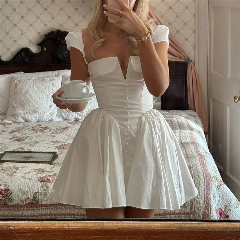 White Backless Mini Dress For Women