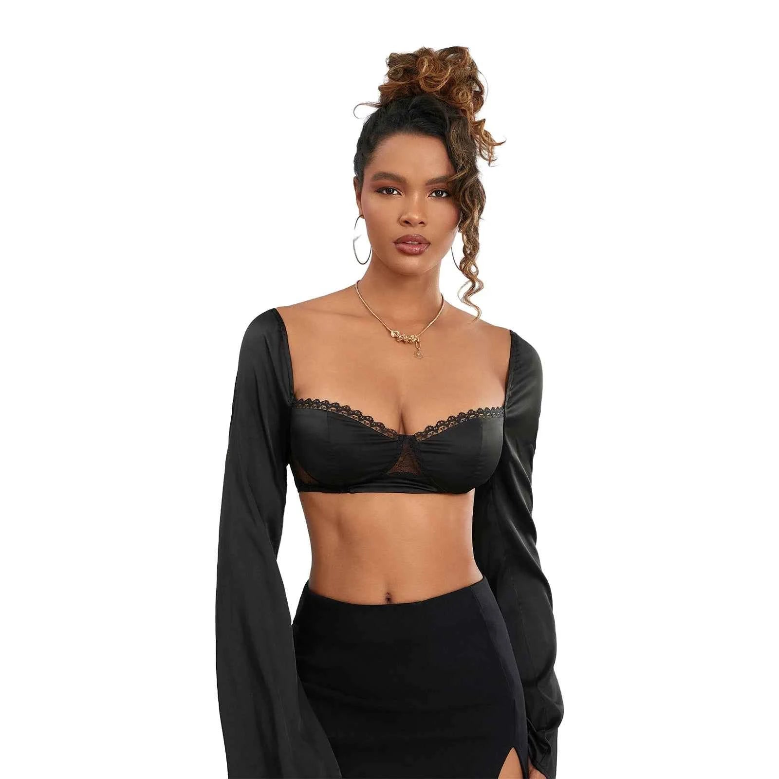 Women Long Sleeve Crop Top