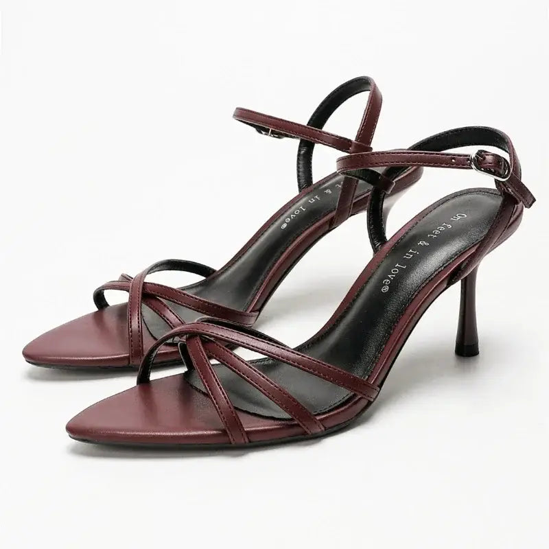 Fashion Square Toe Ankle Strap Buckle Slide Sandals