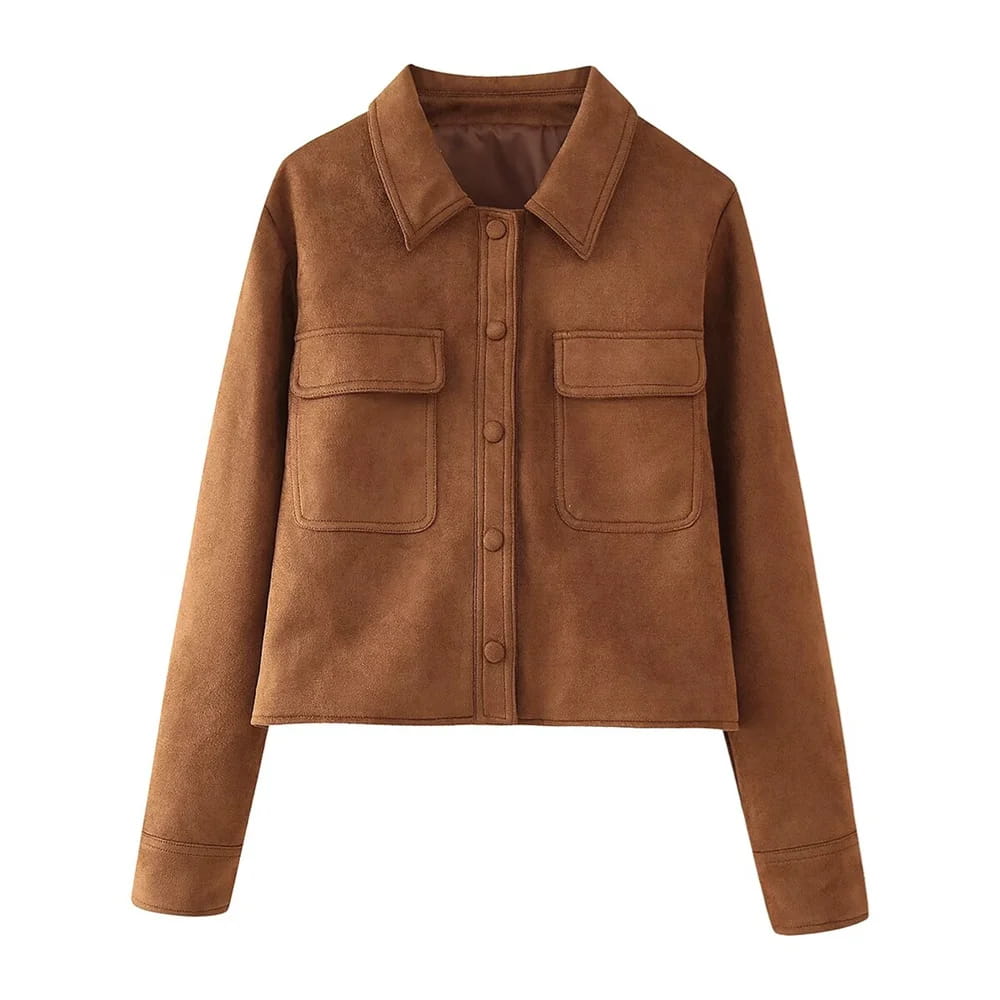 Women’s Button Decoration Suede Jacket Coat