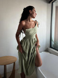 Women Elegant Lace-Up Pockets A-Line Dress - Norellé