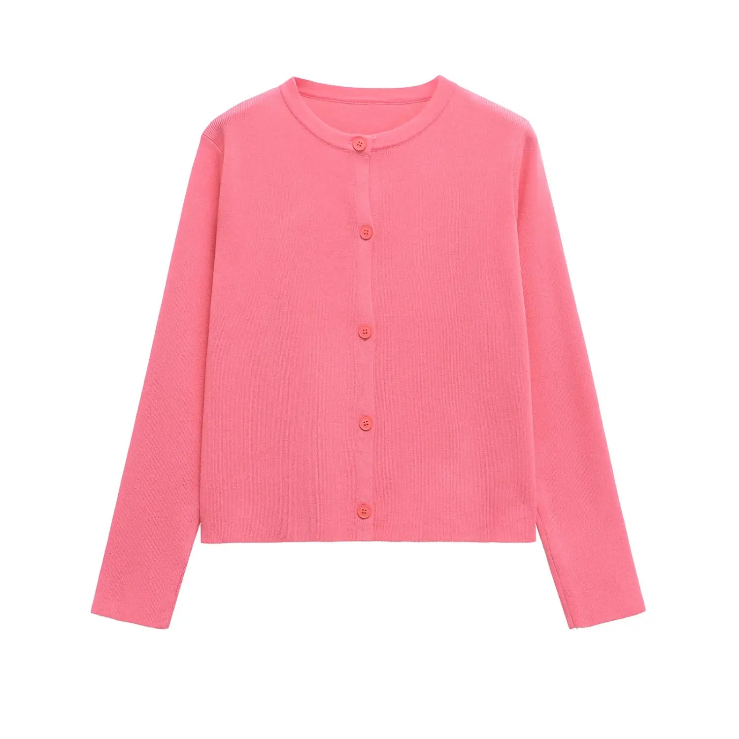 Women’s Long Sleeve Round Neck Flat Needle Knitted Jacket