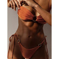 Solid Color Bikinis Push Up Swimwear Women Halter Bikini Set Shiny - Norellé