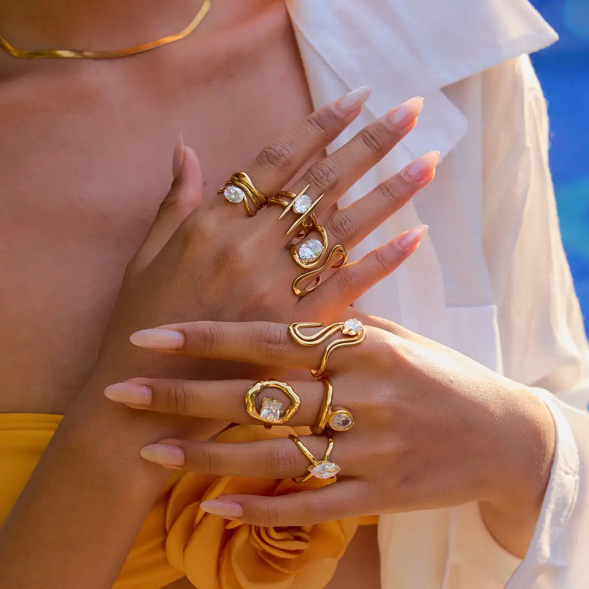 Minimalist Gold Color Plated Stainless Steel Rings