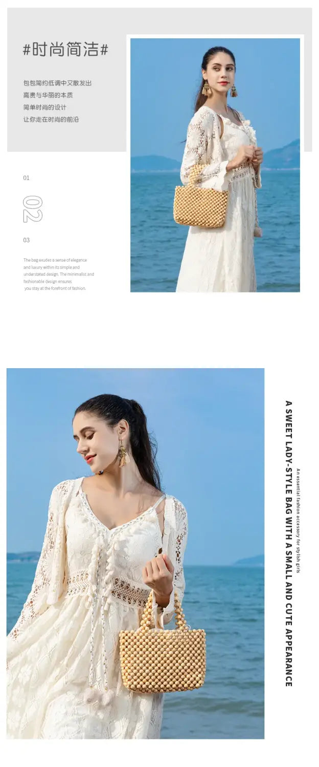 Women Top Handle Bag Hand-Woven Hollow Out Totes Bags