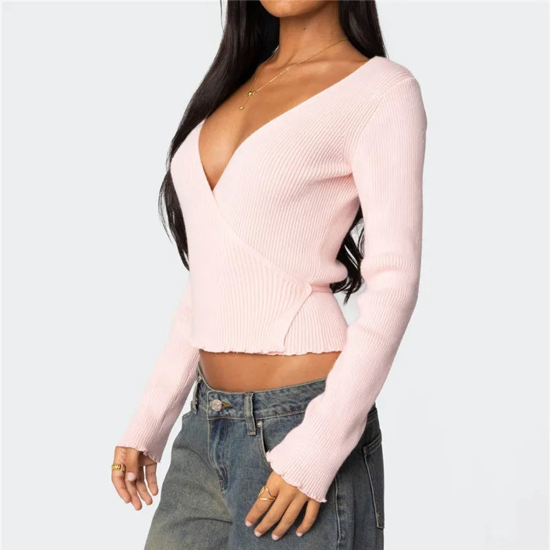 Ballet Wrap Sweaters for Women Long Sleeve
