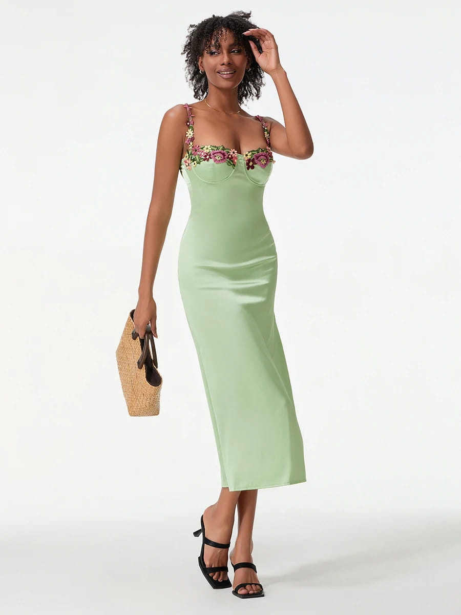 Satin Sling Bodycon Long Dress Women