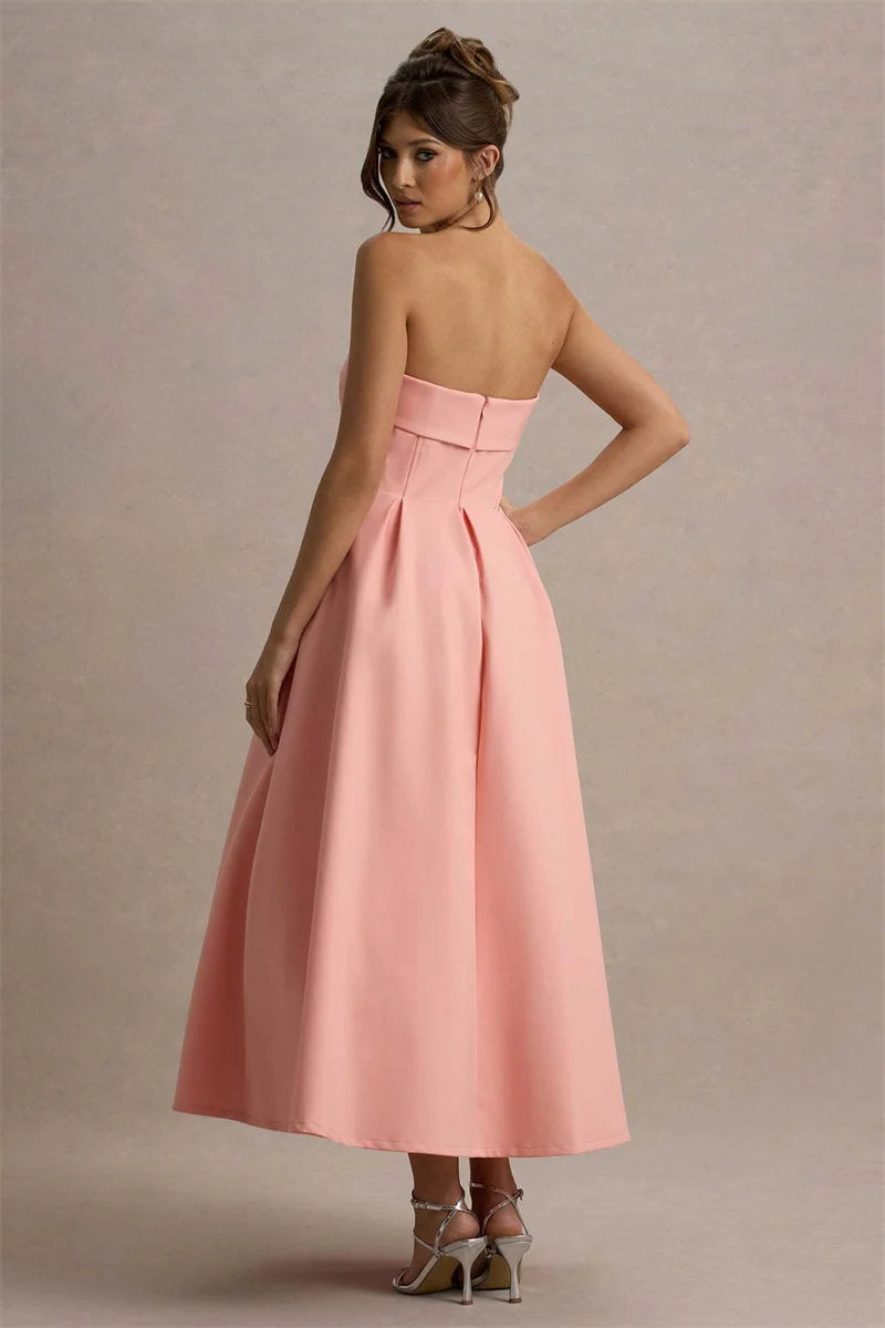 Off-shoulder Strapless Midi Dress Women
