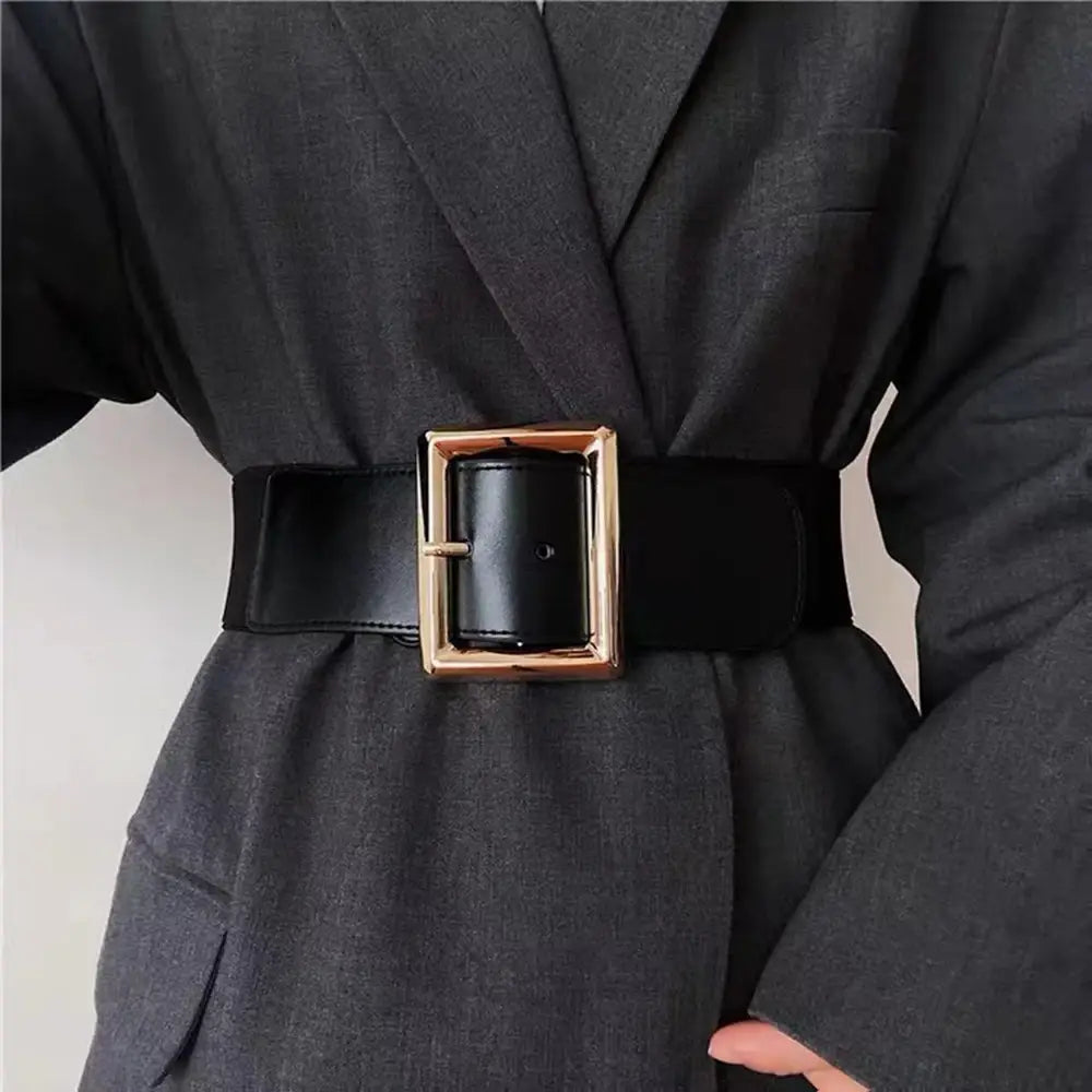 Simple Metal Pin Buckle Elastic Waist Belt