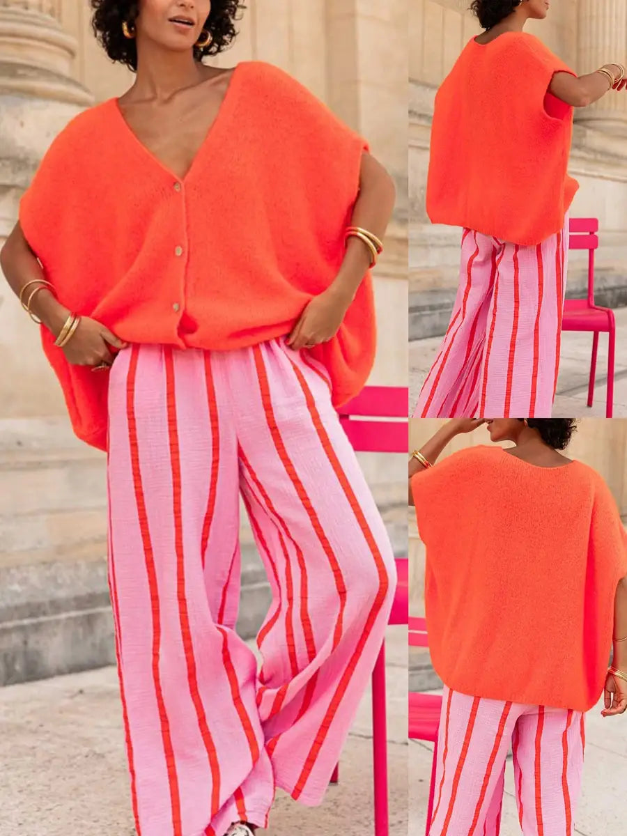 Women’s Basic Loose Fit Short Sleeve Knitwear Cardigan