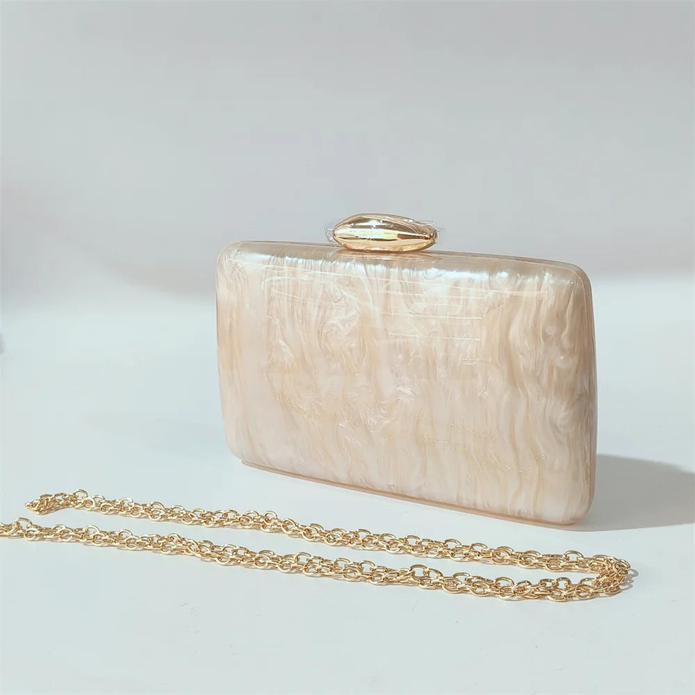 Marble Nude Handmade Textured Acrylic Evening Bag
