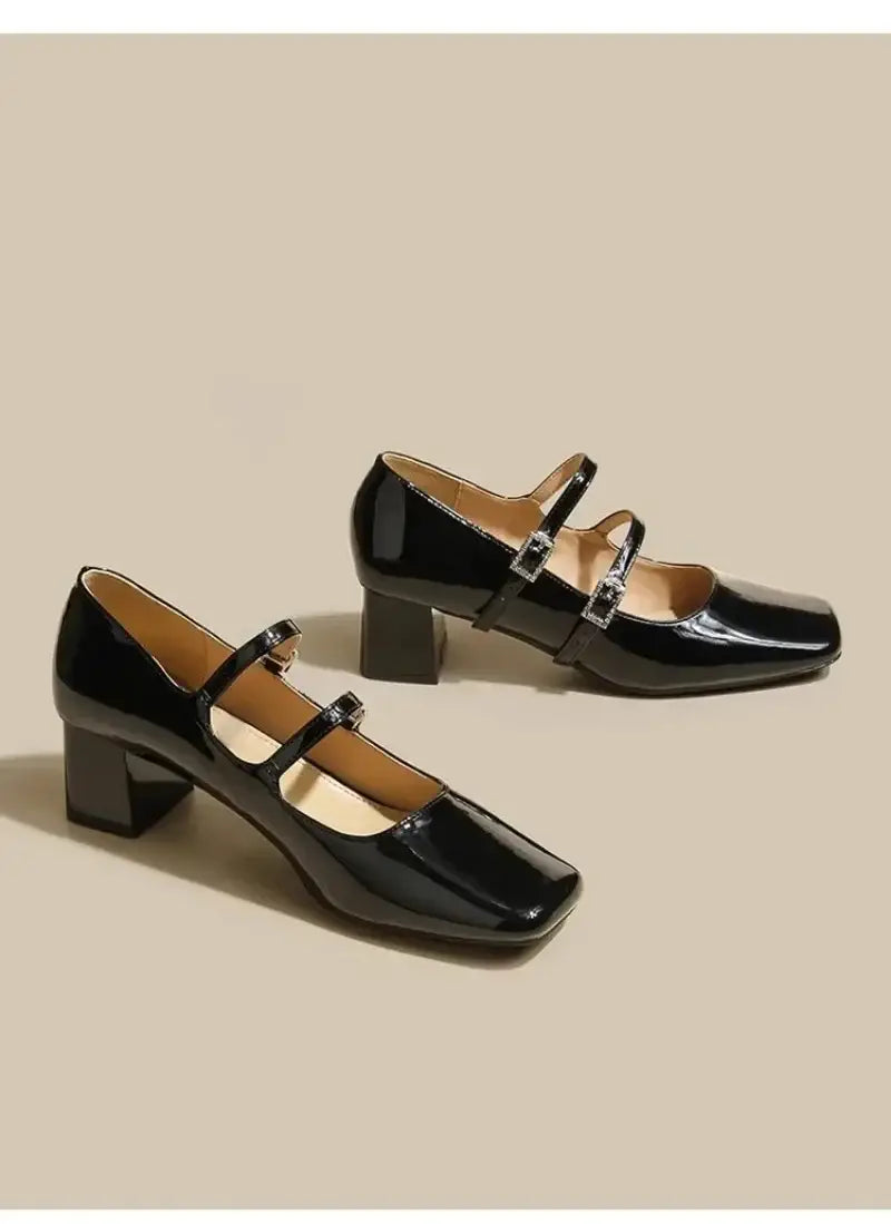 Square Toe Solid PU Women’s High Heels