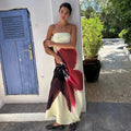 Strapless Print Floral Belt Women Maxi Dress Yellow - Norellé