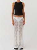 Women Lace Long Skirt Low Rise A-line Midi Skirt - Norellé