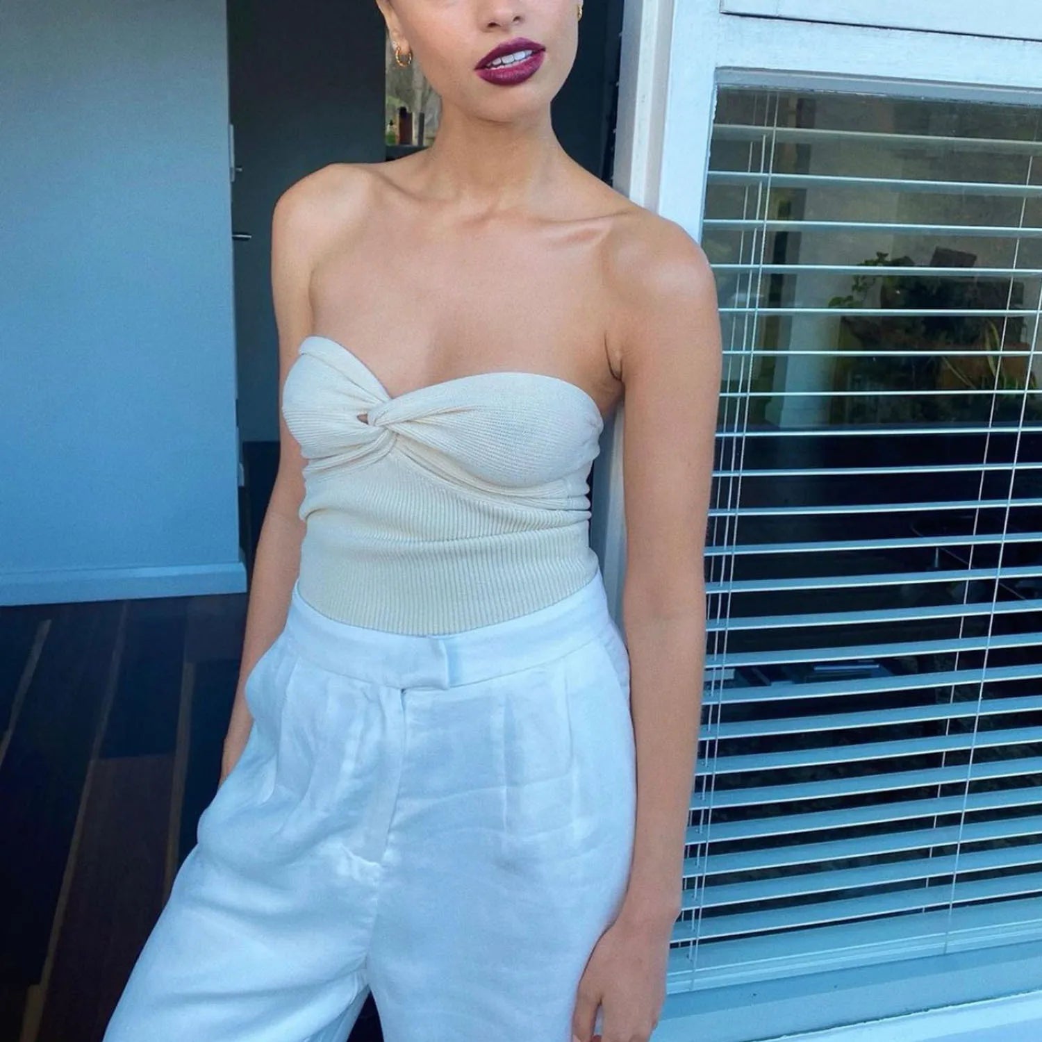 Backless Off Shoulder Crop Top