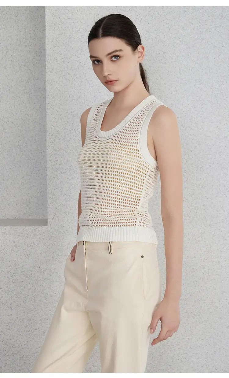 Hollow Linen Knitted Tank Top