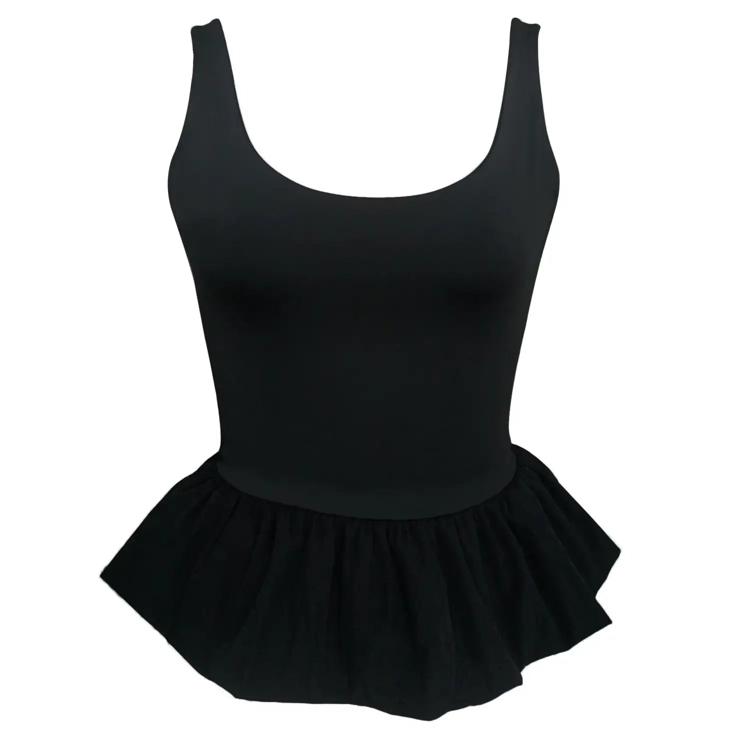 Black Ruffled Patchwork Tank Top