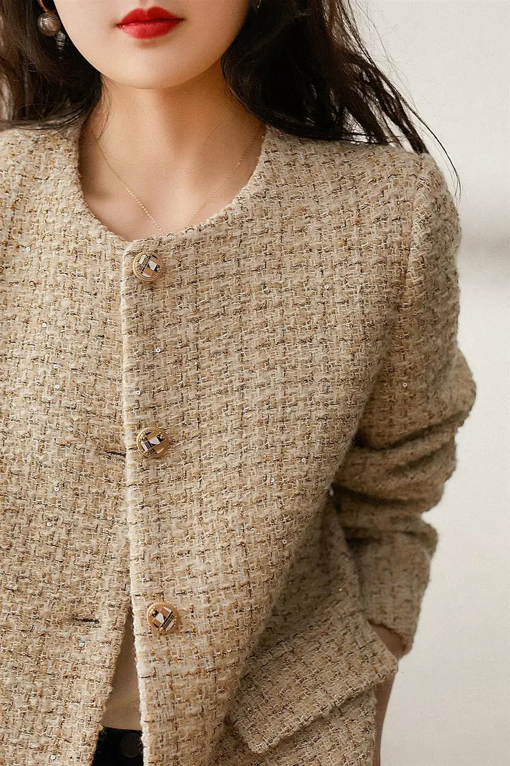 Women’s Slim Short Suit Single Breasted Round Neck Blazers