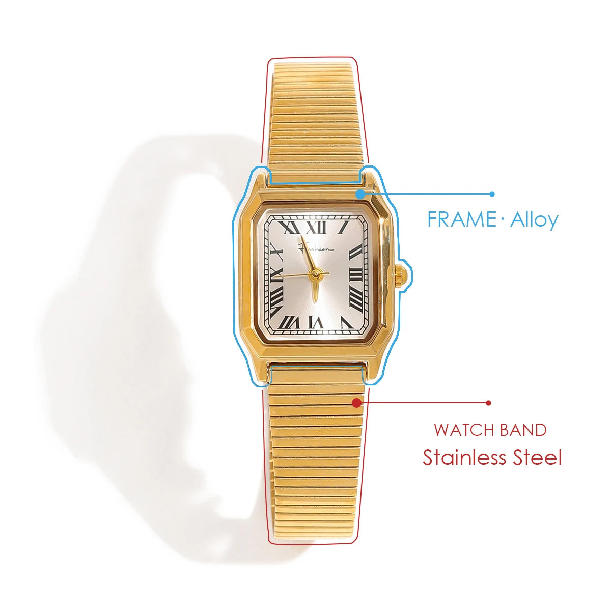 Gold Color Plated Stainless Steel Quartz Mechanism Watch