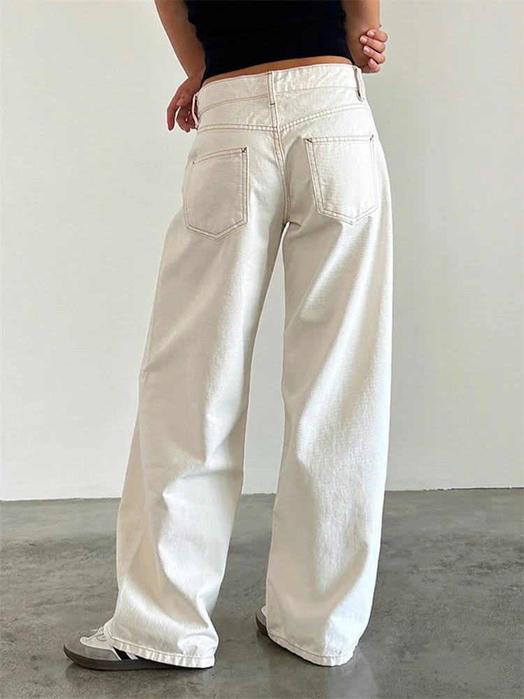 Women Wide Leg Boyfriend Jeans