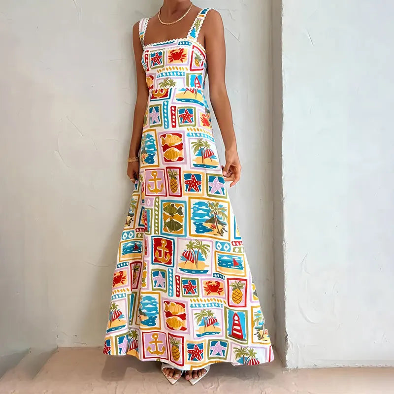 Fruit Plant Print Holiday Women Dress