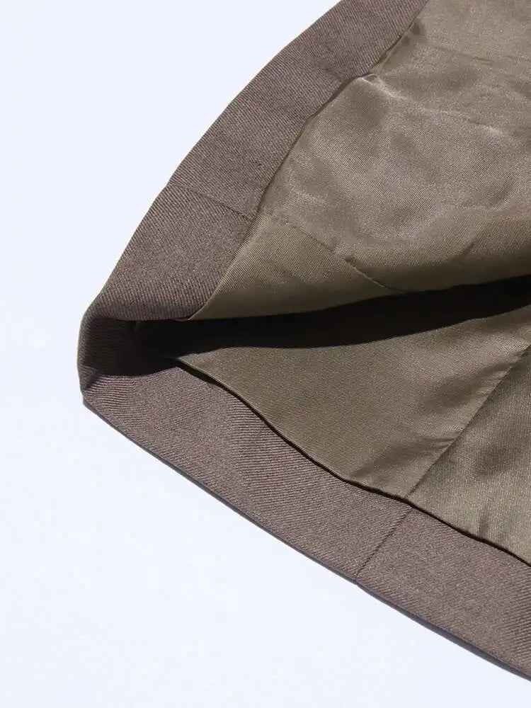 Solid Temperament Jacket Spliced Belt Blazer Women