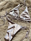 Halter Brazilian Metallic Satin Bikini Women Swimwear Female Swimsuit - Norellé