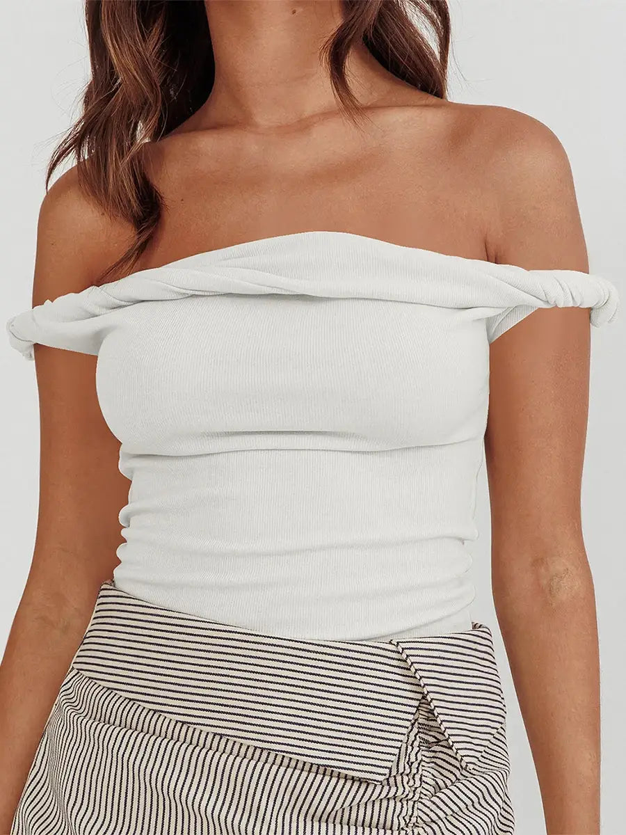 Women Off Shoulder Top Sleeveless Twist Strap Tank