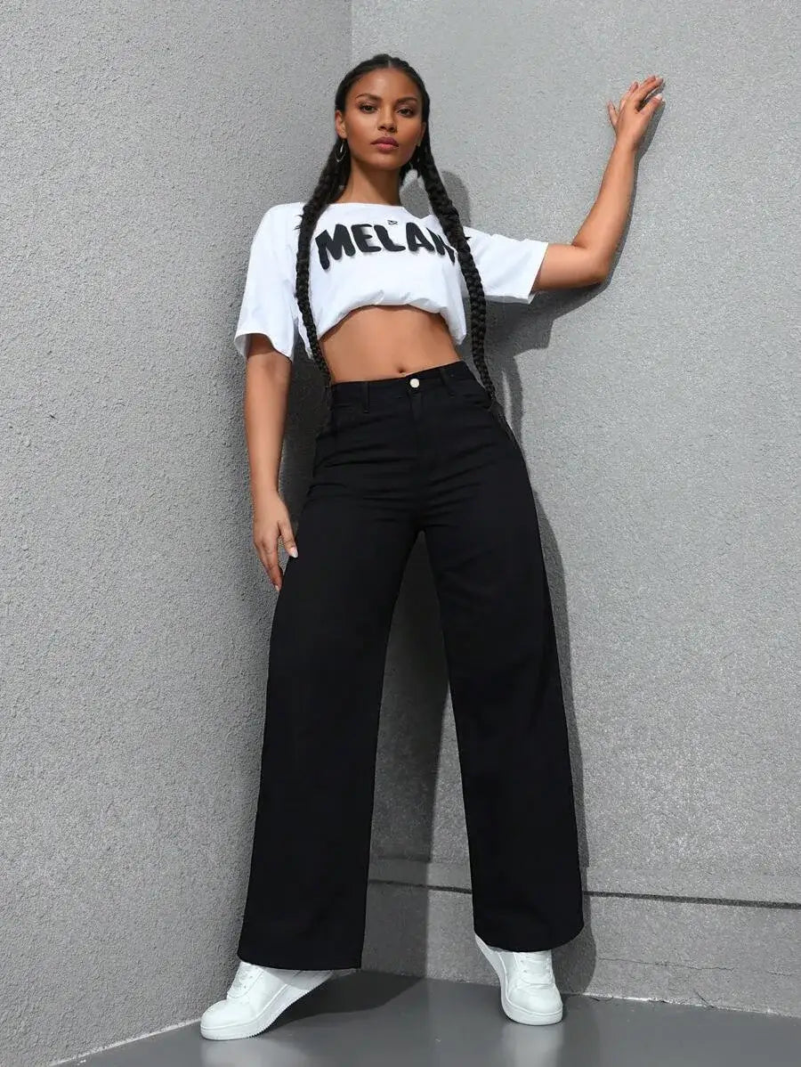 Wide Leg Pants Jeans Women Vintage Denims High Waist
