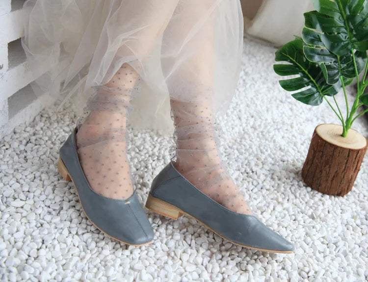 Dot Lace Socks Women Transparent Mesh Ankle