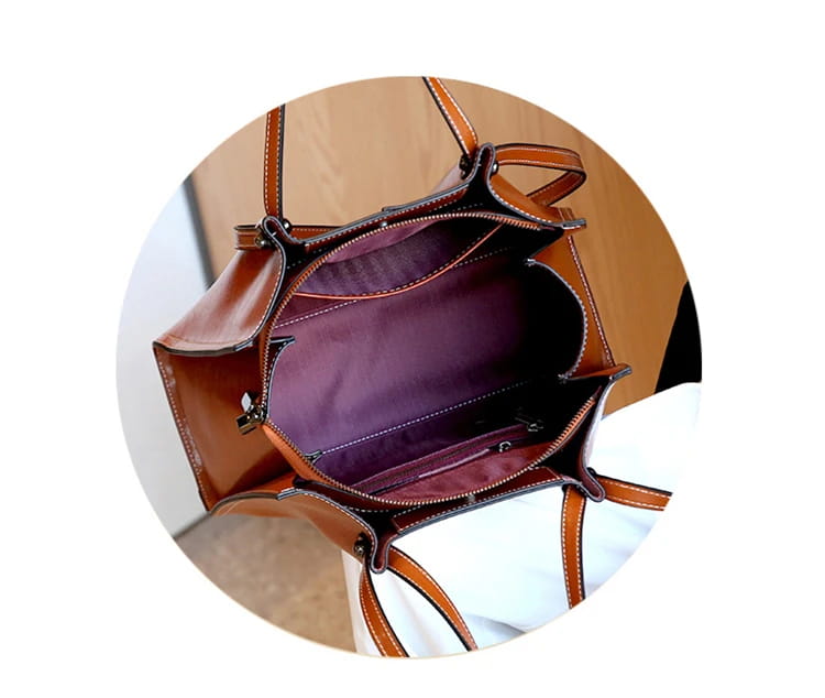 Vintage Genuine Leather Large Shoulder Tote Bag