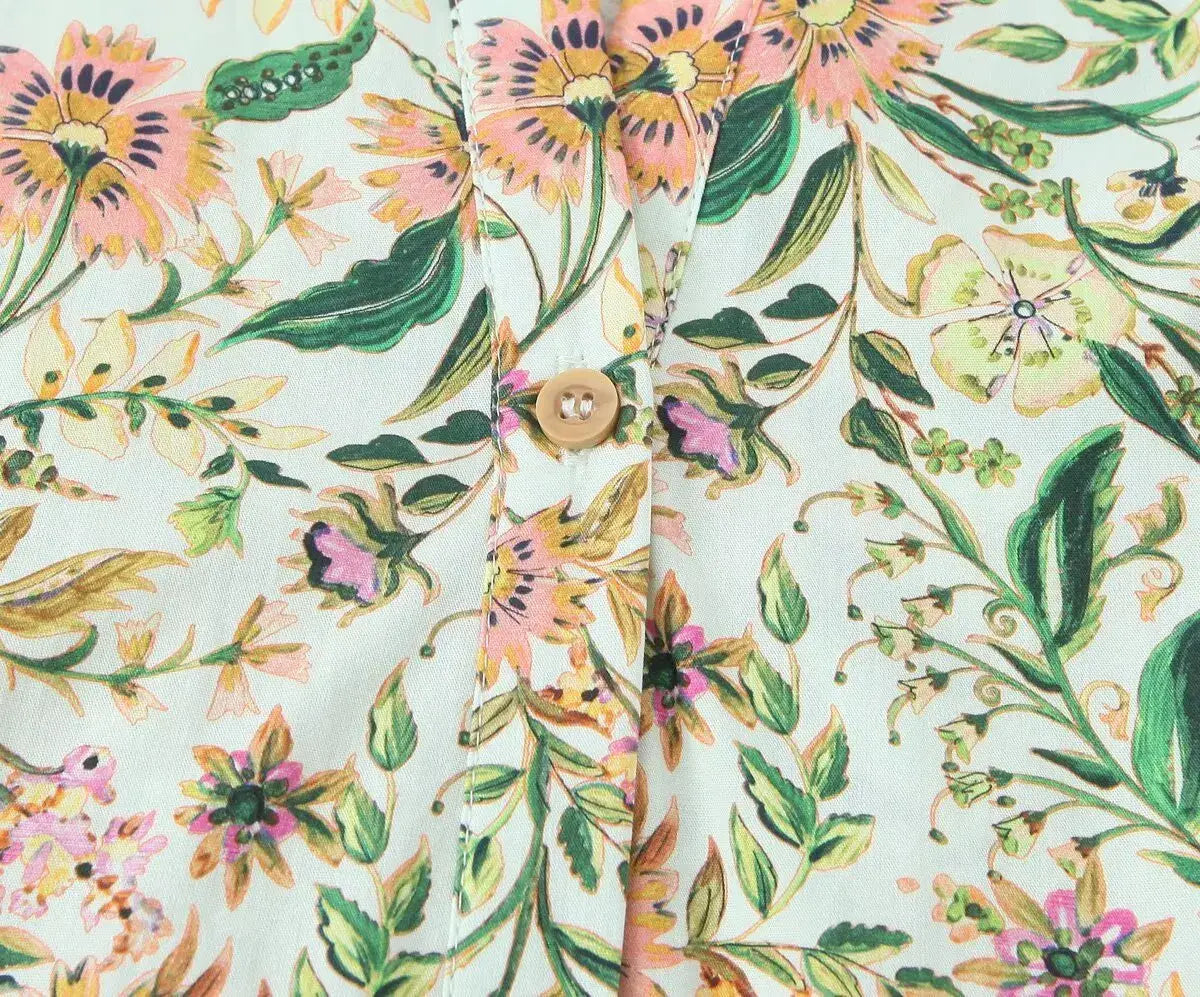 Women Floral Print Midi Dress with Belt