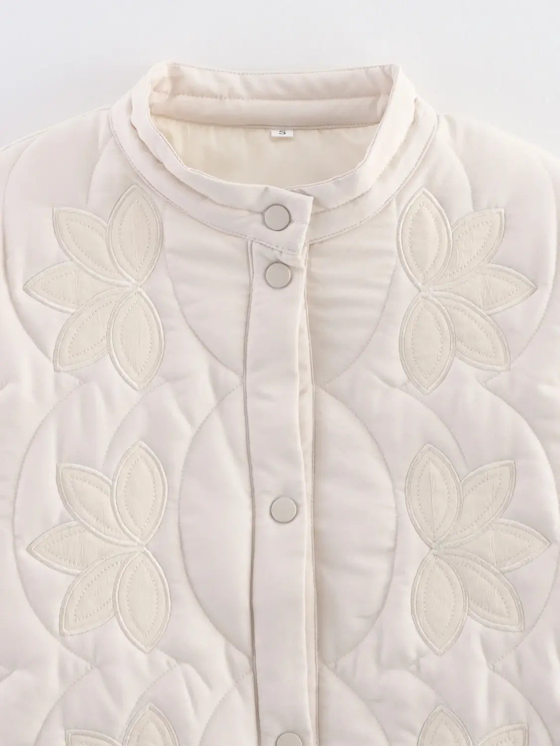 Women Floral Embroidery Quilted Jacket Coat