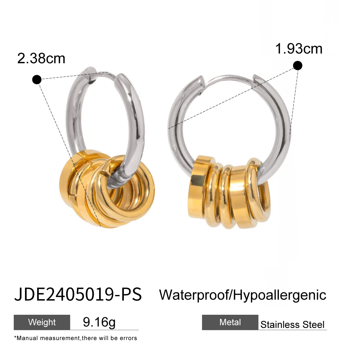 Stainless Steel Huggie Unusual Earrings