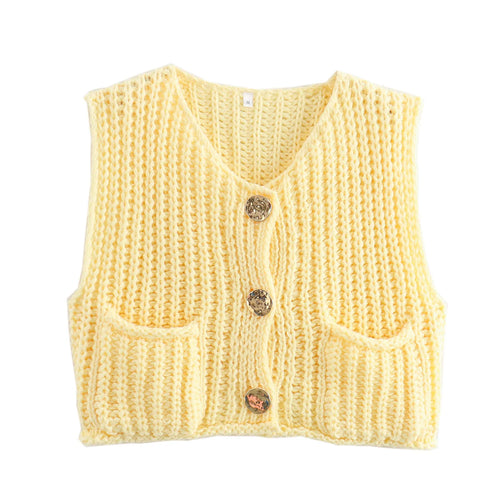 Crop Sweater Women Vest Solid Loose Casual Sweater Vest - Norellé