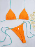 New Solid Color White Bikini Women suit Low Waist Lace-up Fashionable - Norellé