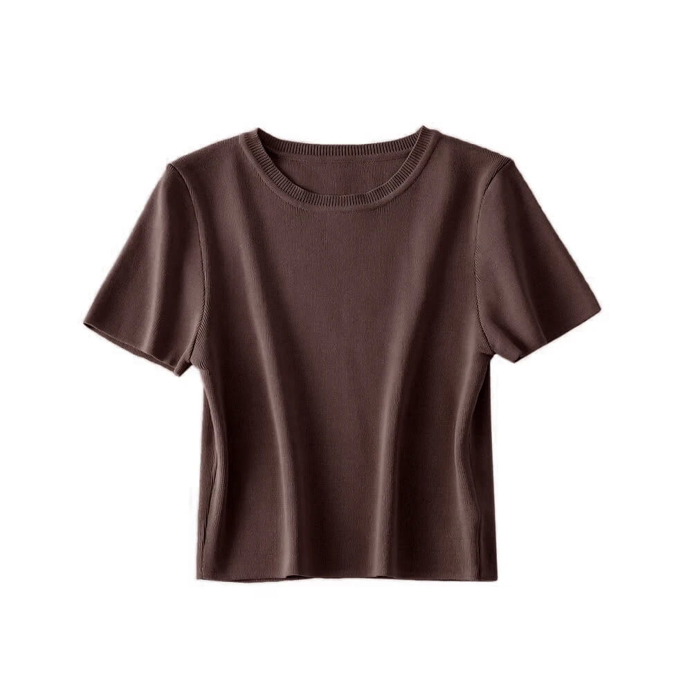 Women Fashion Striped Basic Cropped Knit Sweater