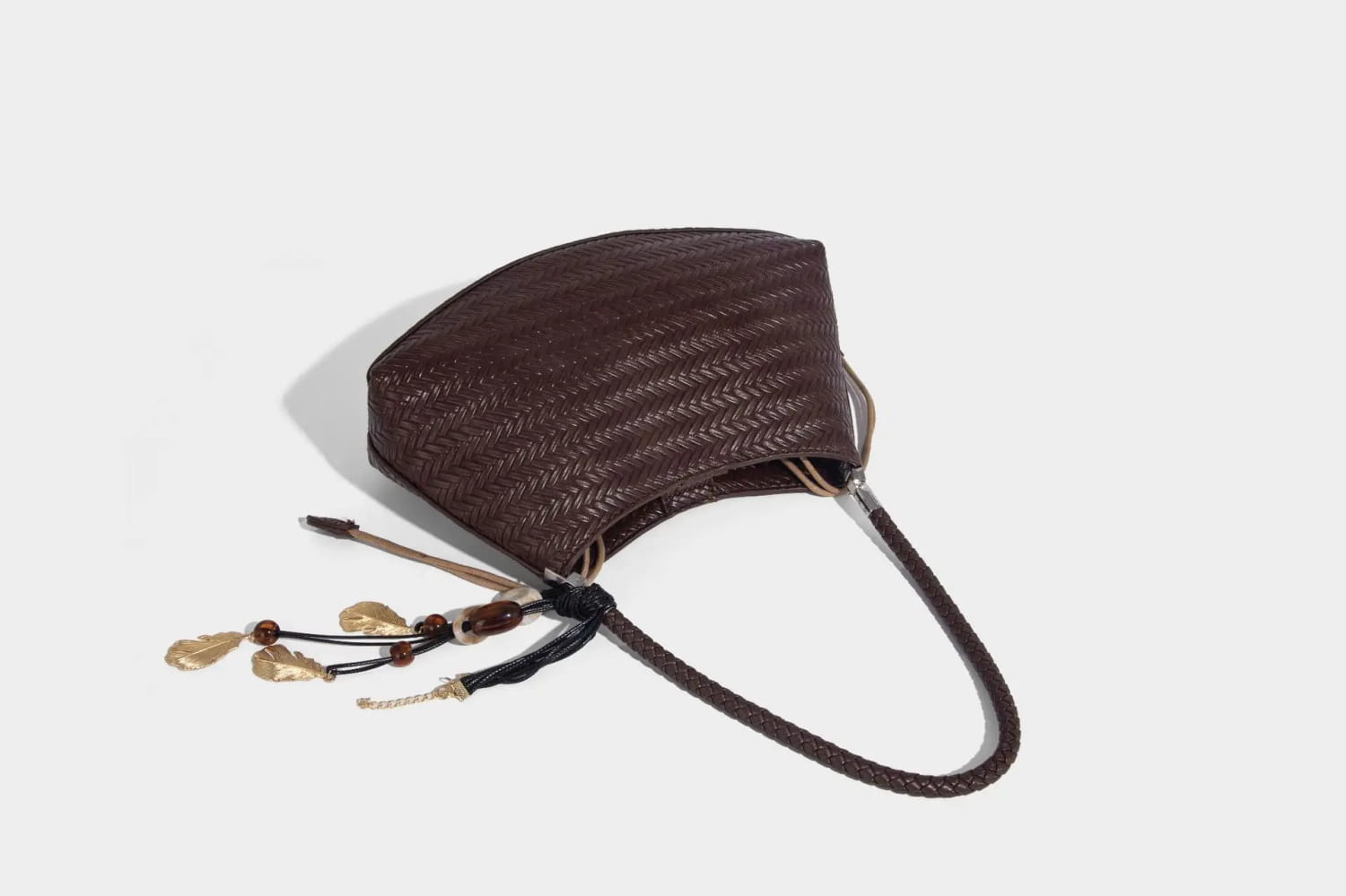 Handmade Weave PU Drawstring Tote Bags For Women