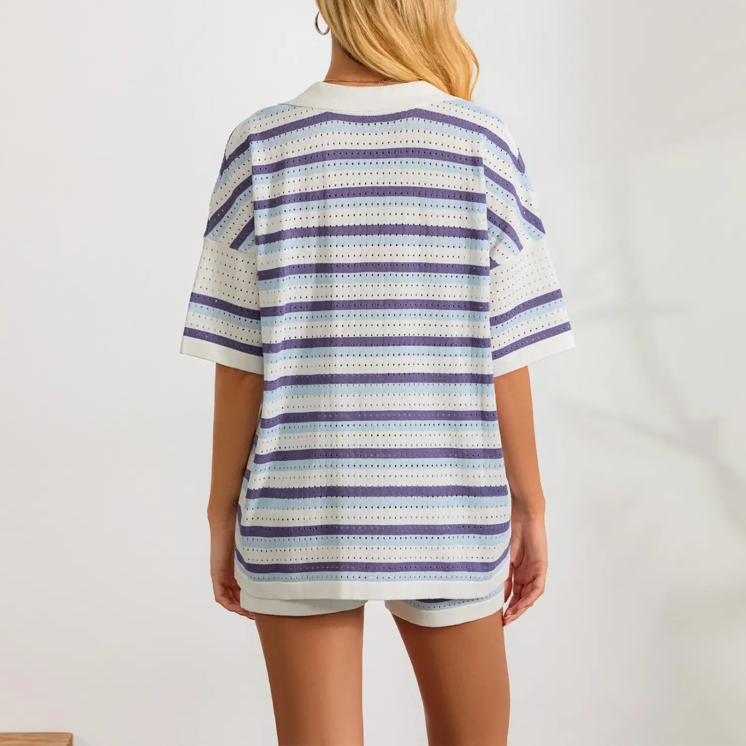 Knitted Women Two Piece Shorts Set