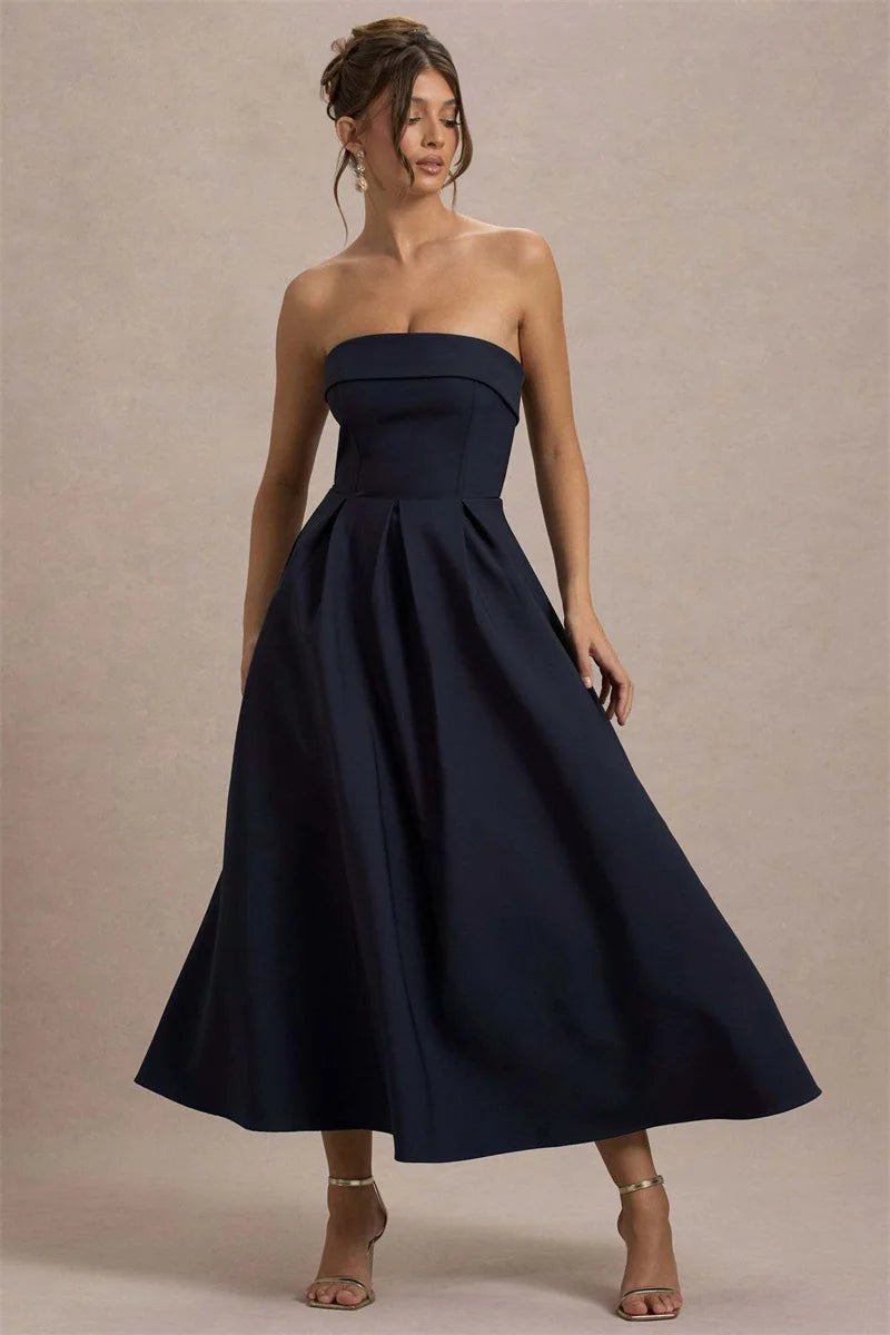 Off-shoulder Strapless Midi Dress Women