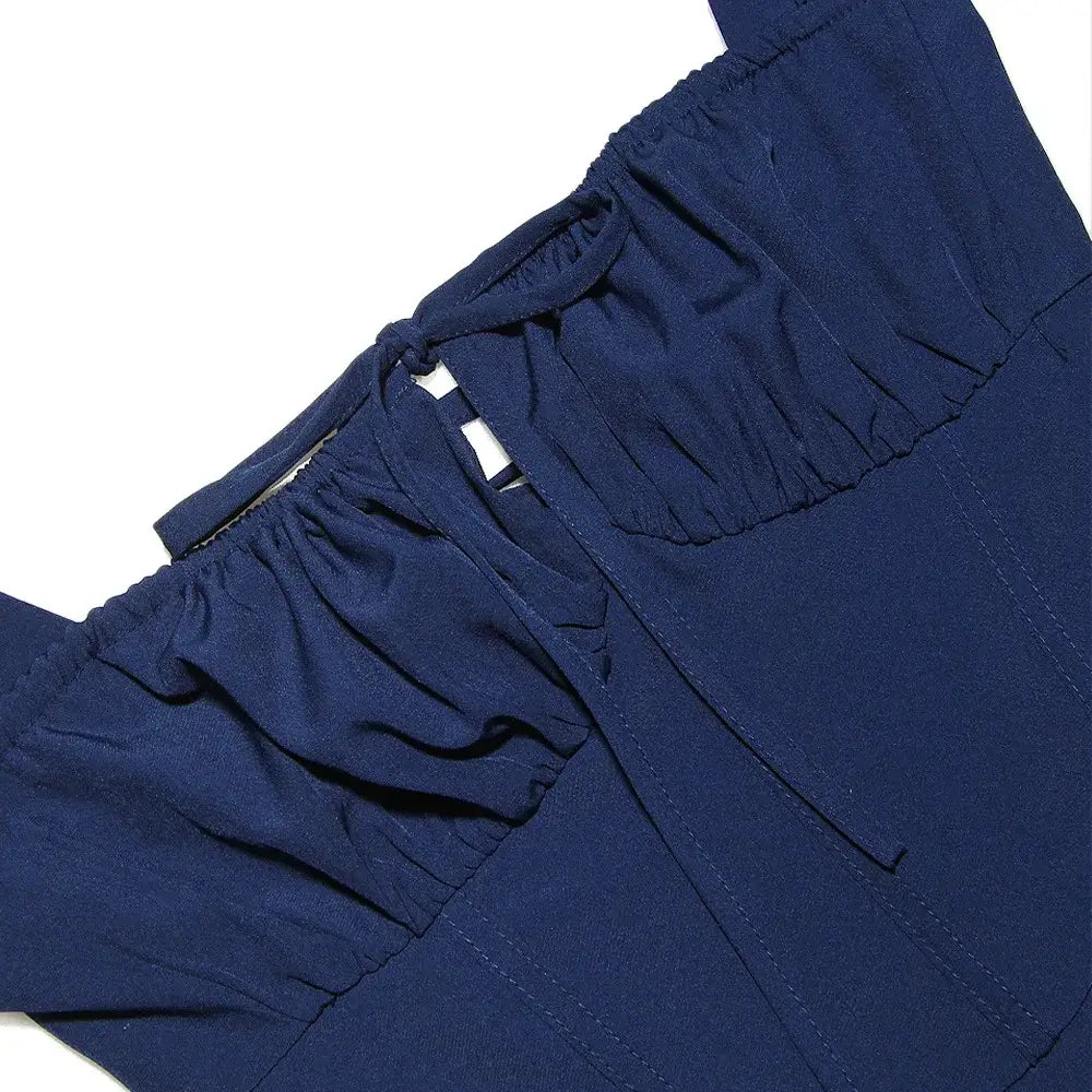 Summer Spaghetti Strap Midi Dress Elegant Long Lace Up