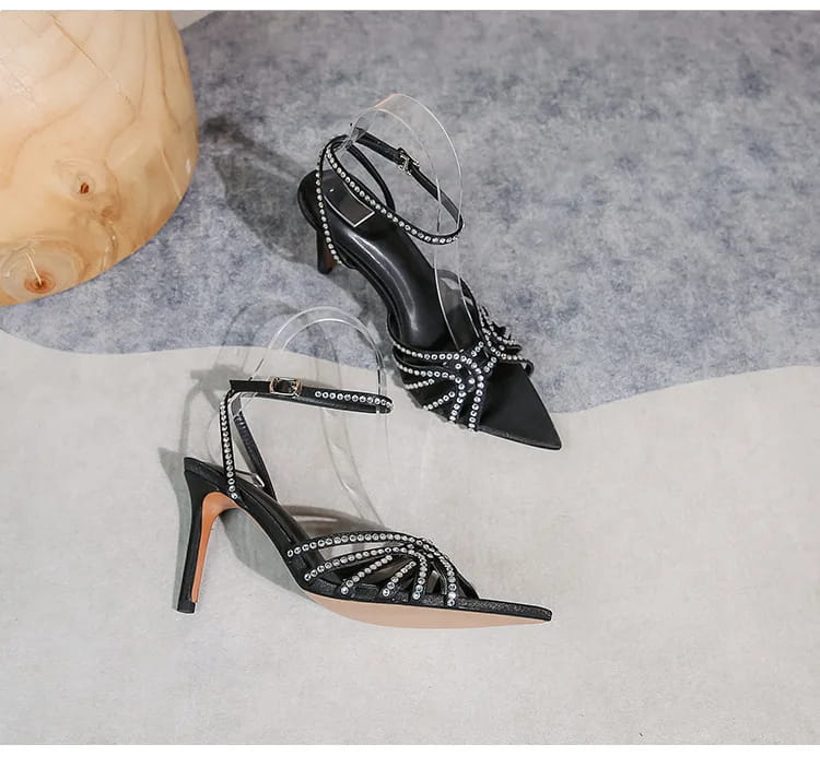 Women’s High-heeled Sandals with Rhinestones