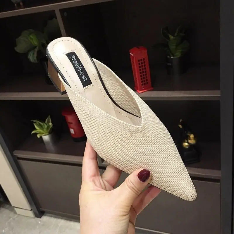 Pointed Toe With Heel Woman Slippers Shoes for Women